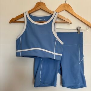 WILO Powder Blue Sports Bra + Biker Short Set
